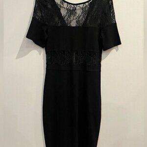 French Connection Black Lace Sheath Cocktail Dress – Lined Lace LBD